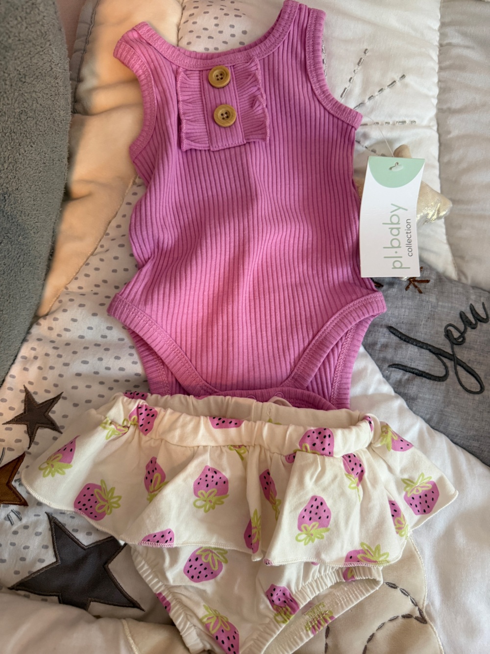 BNWT PL Baby set with tank onesie & diaper bloomer